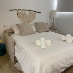 Habitación con cama de matrimonio sin cocina