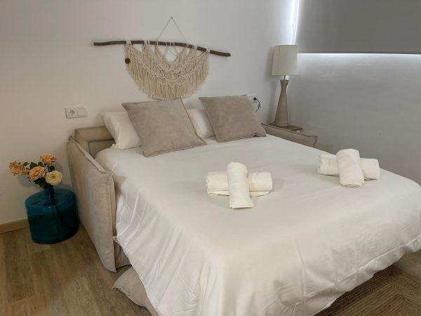 Habitación con cama de matrimonio sin cocina